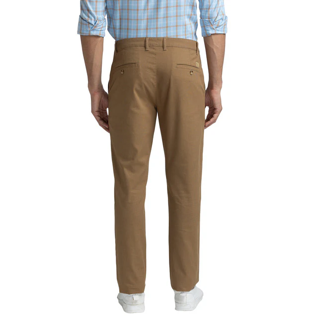 Colorplus Khaki Solid Piece Dyed Contemporary Fit Cotton Blend Trouser - Image 4