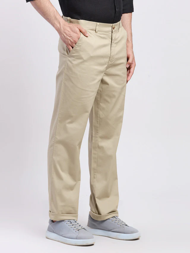 Colorplus Men Beige Dyed Regular Fit Trouser - Image 2