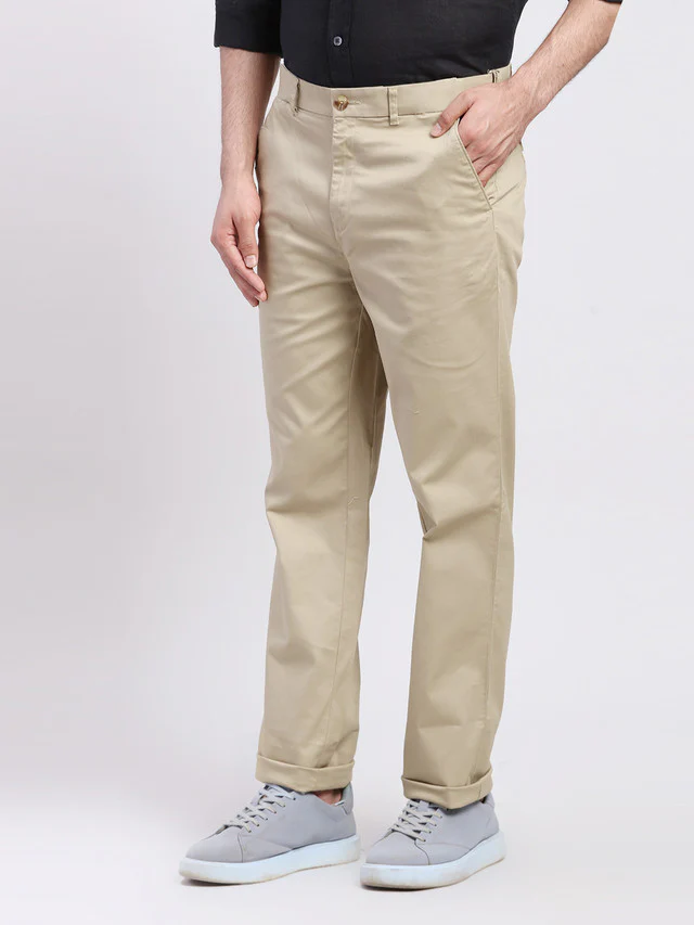 Colorplus Men Beige Dyed Regular Fit Trouser - Image 3