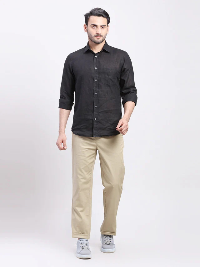 Colorplus Men Beige Dyed Regular Fit Trouser - Image 5