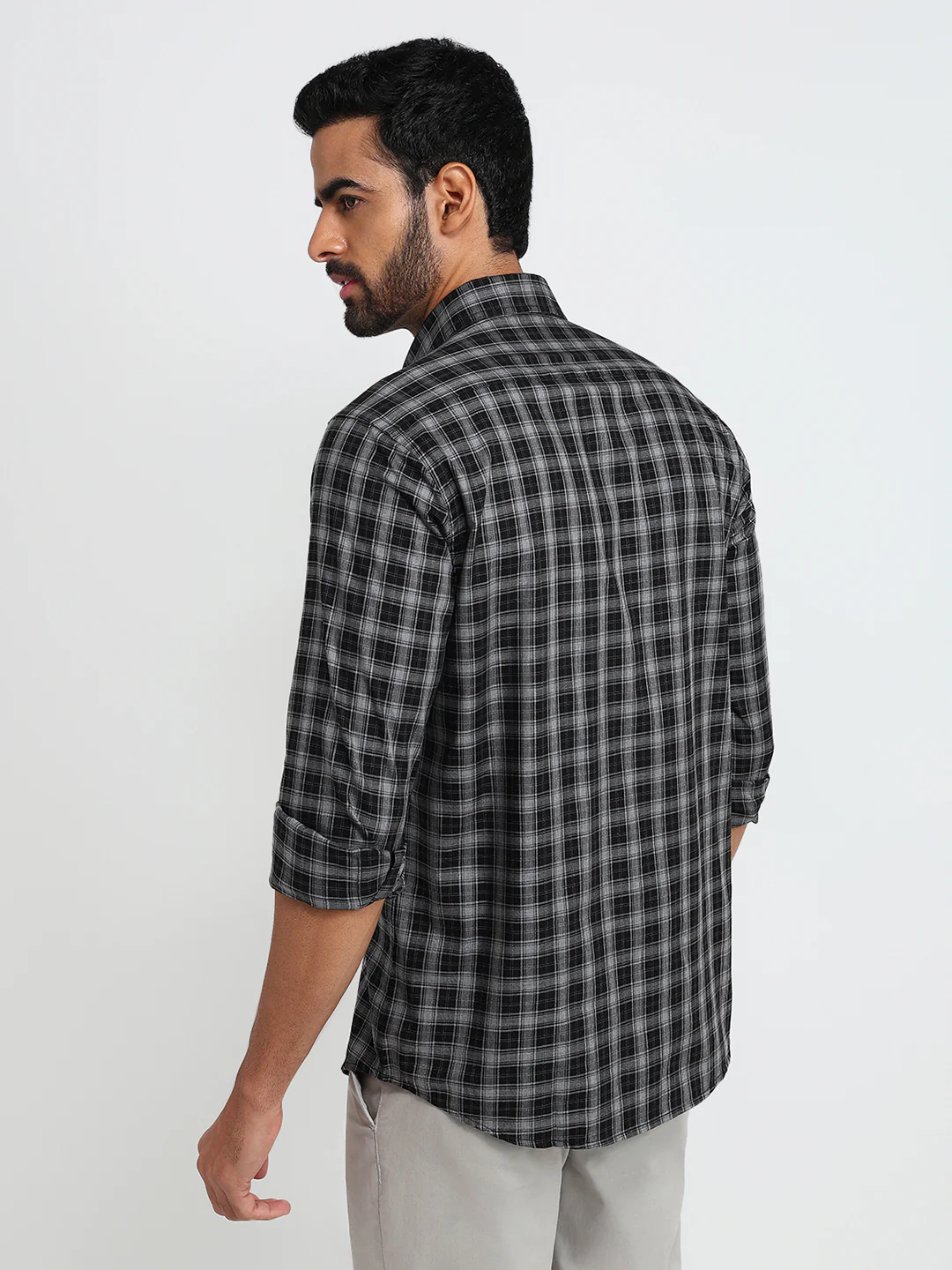Colorplus Men Black Checks Regular Fit Cotton Casual Shirt - Image 4