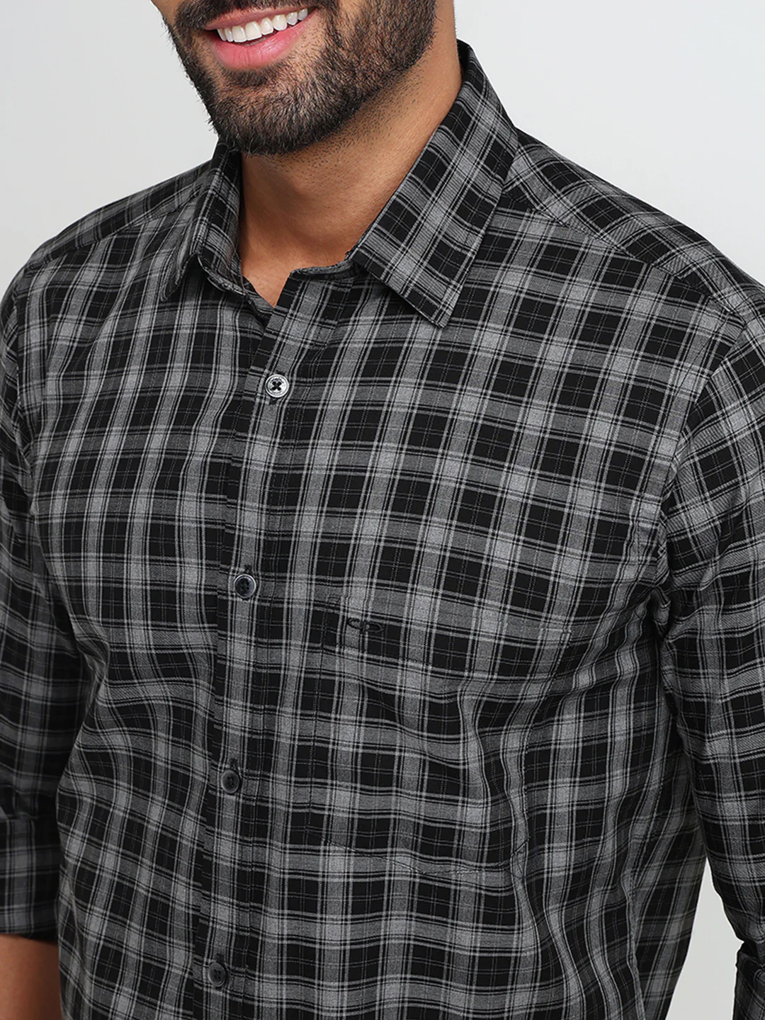 Colorplus Men Black Checks Regular Fit Cotton Casual Shirt - Image 6