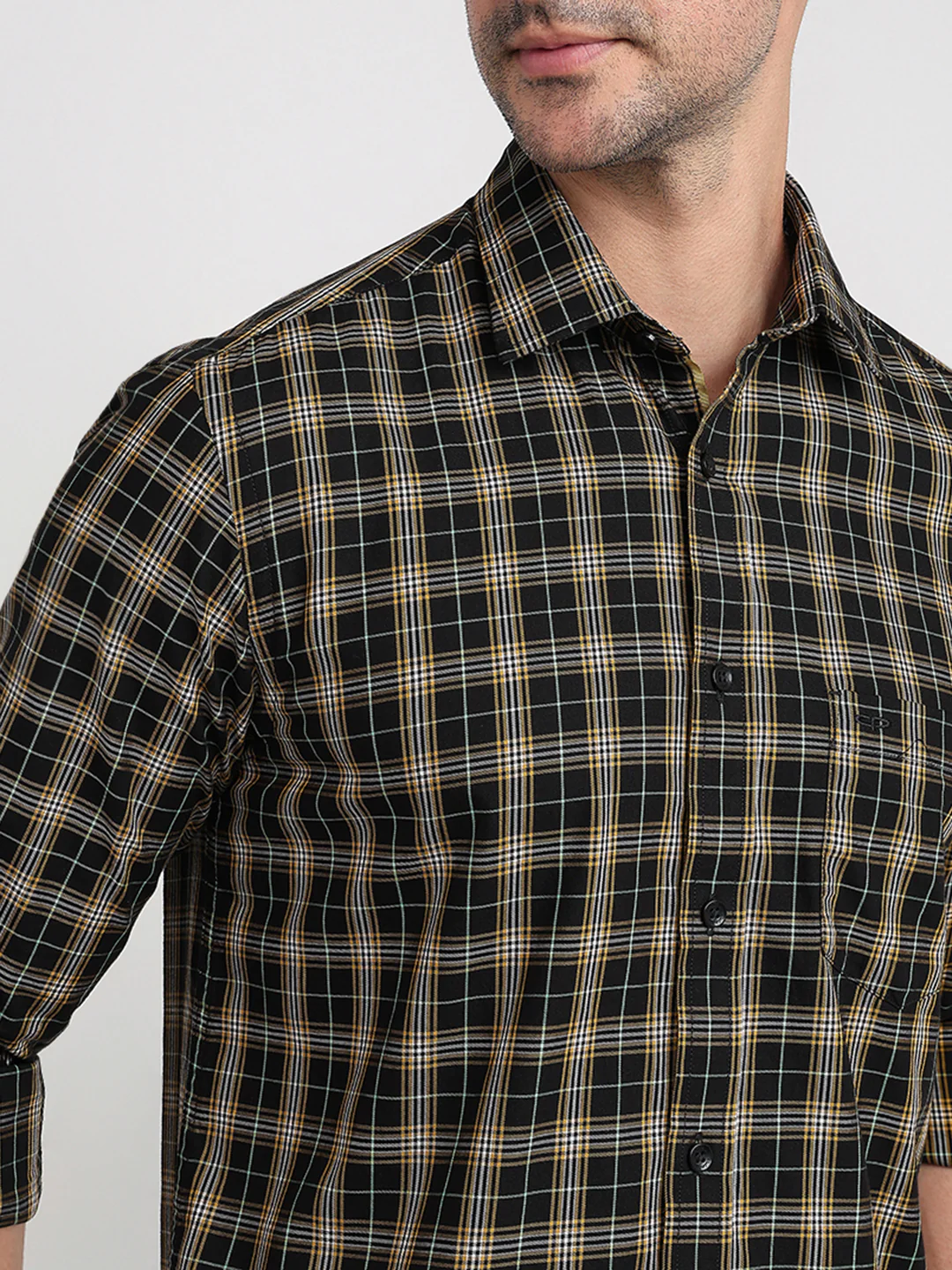 Colorplus Men Black Checks Regular Fit Cotton Full Sleeve Casual Shirt - Image 6