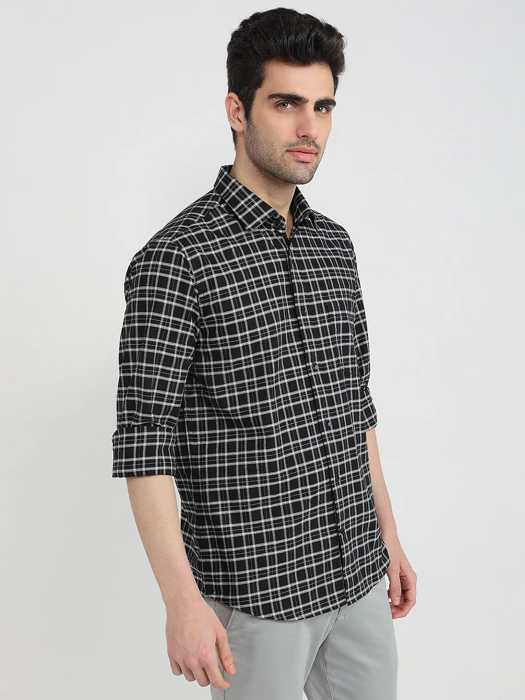 Colorplus Men Black Checks Regular Fit Cotton Shirt - Image 3