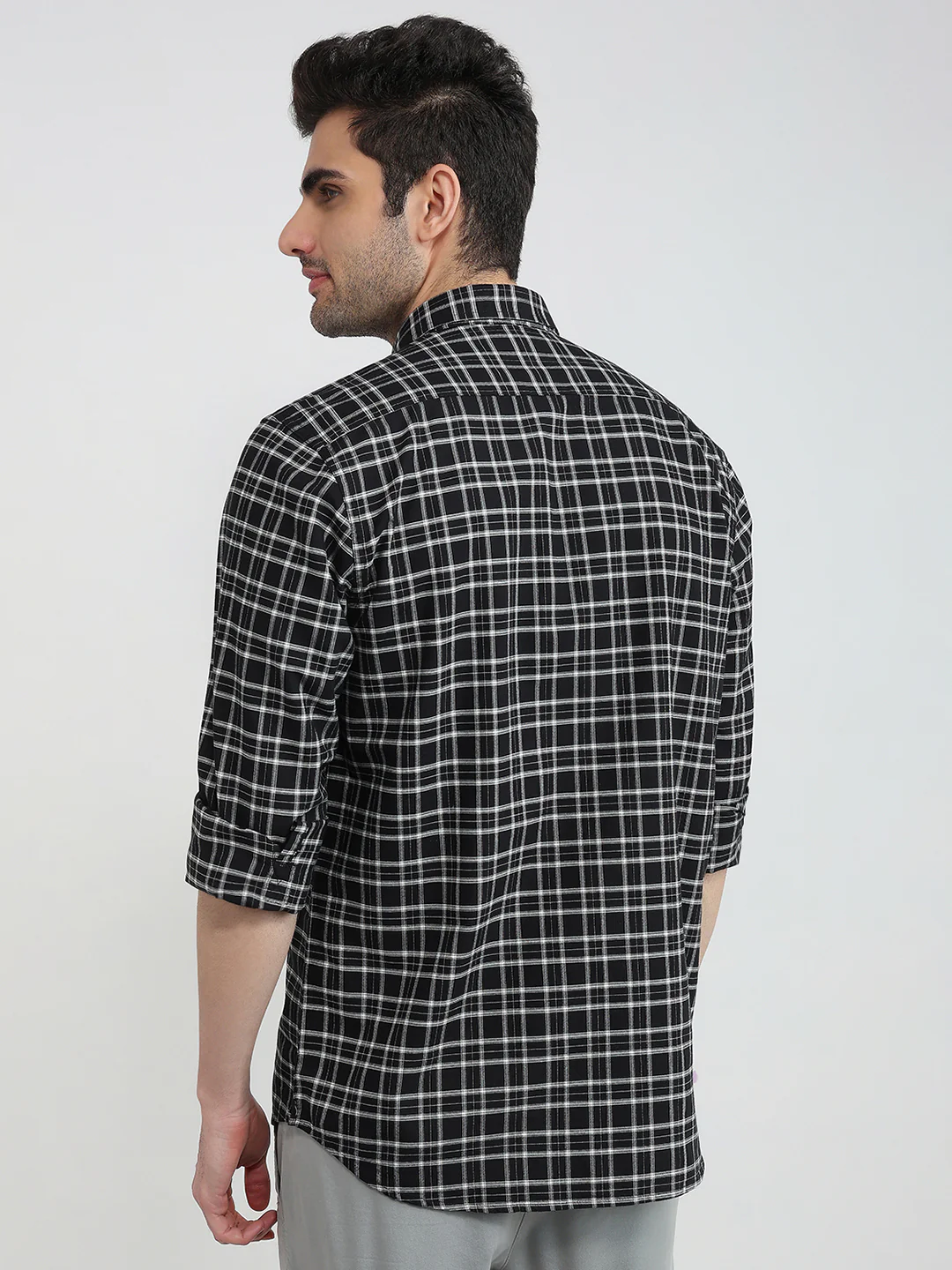 Colorplus Men Black Checks Regular Fit Cotton Shirt - Image 4