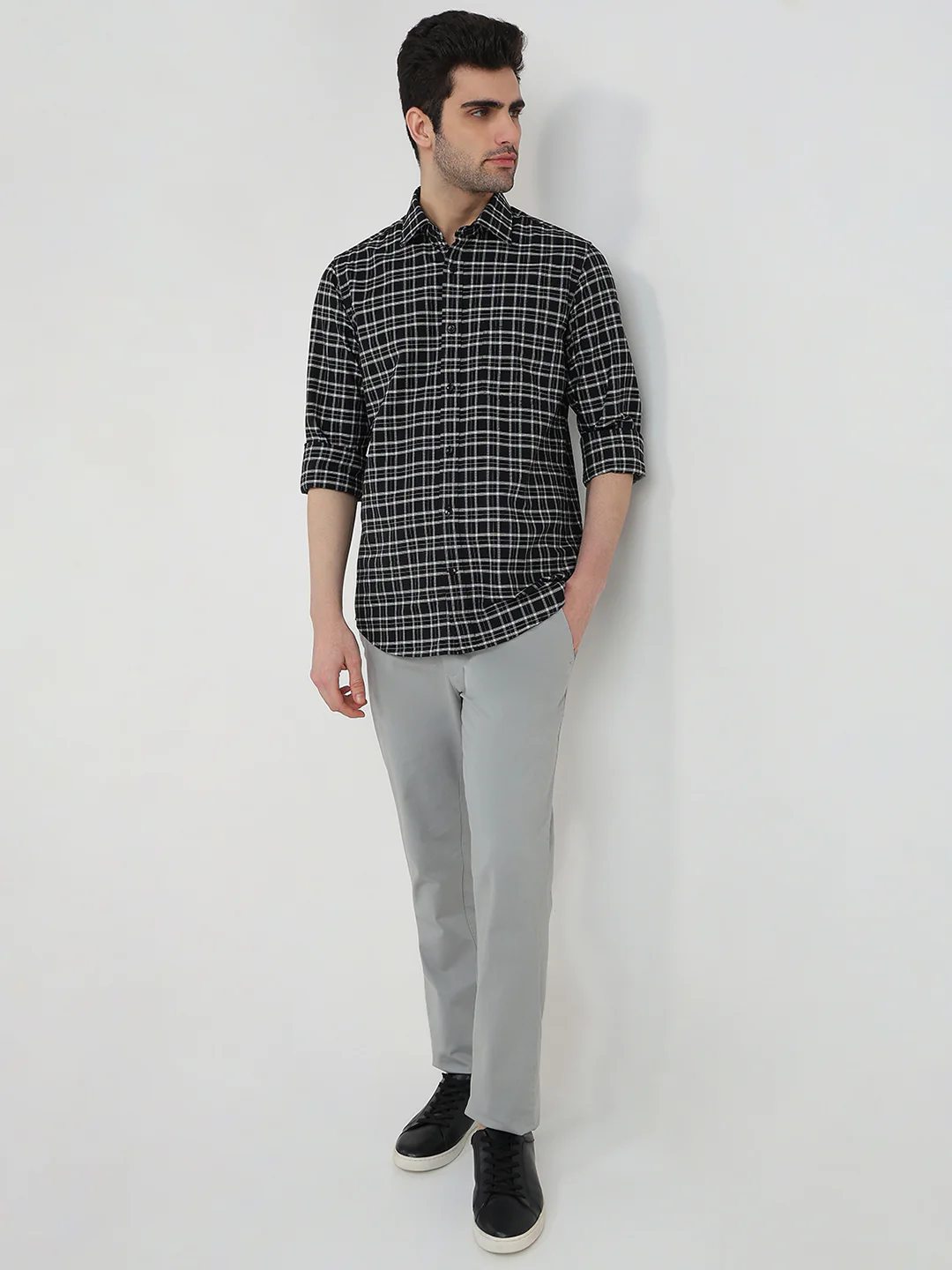 Colorplus Men Black Checks Regular Fit Cotton Shirt - Image 5