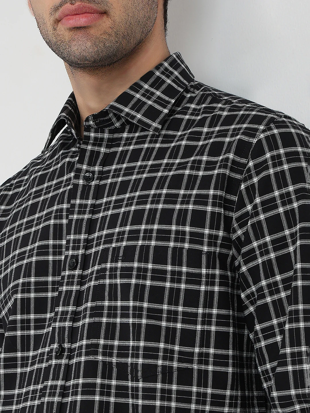 Colorplus Men Black Checks Regular Fit Cotton Shirt - Image 6