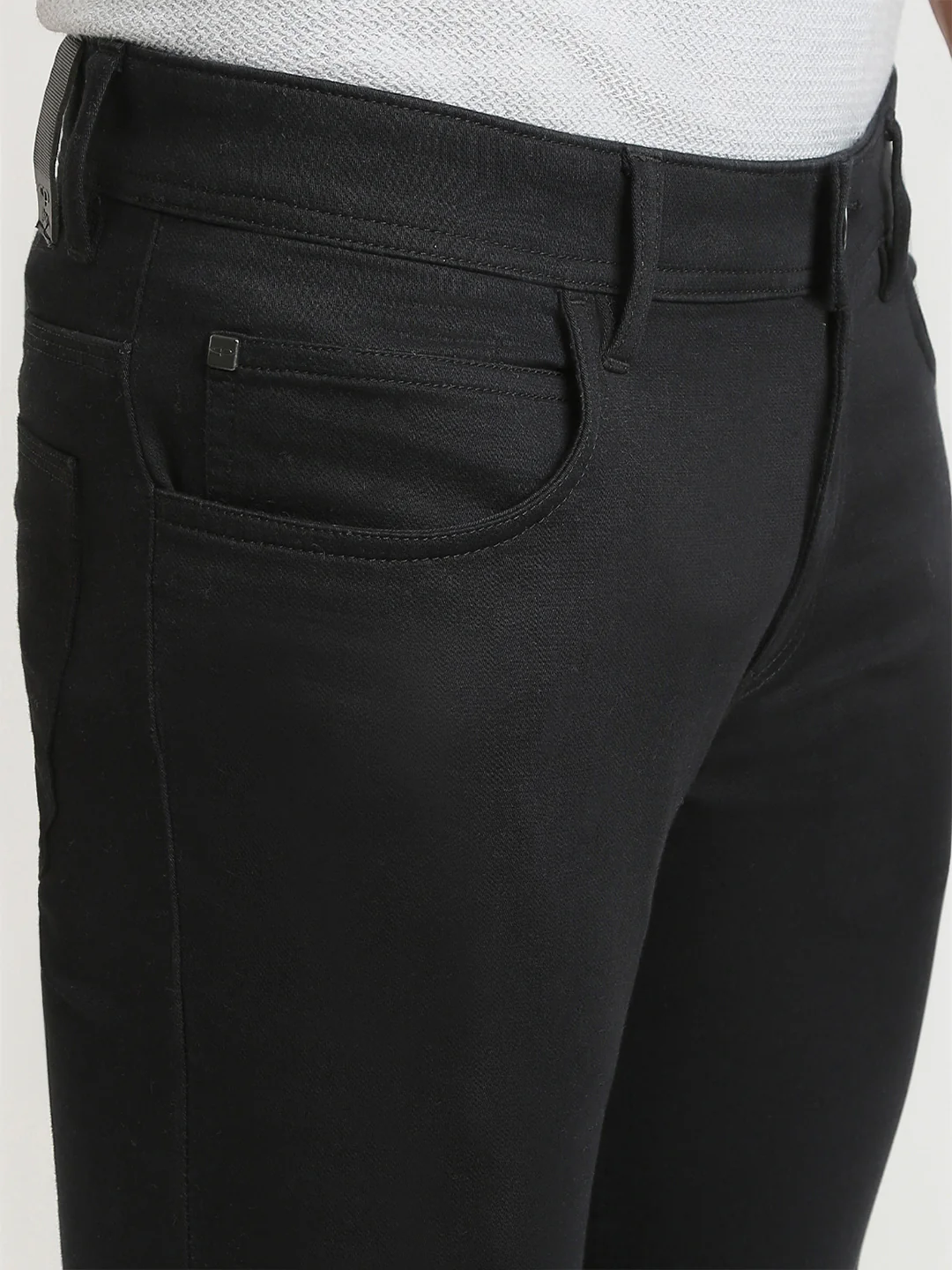 ColorPlus Men Black Dobby Mid Rise Slim Fit Cotton Blend Trouser - Image 6