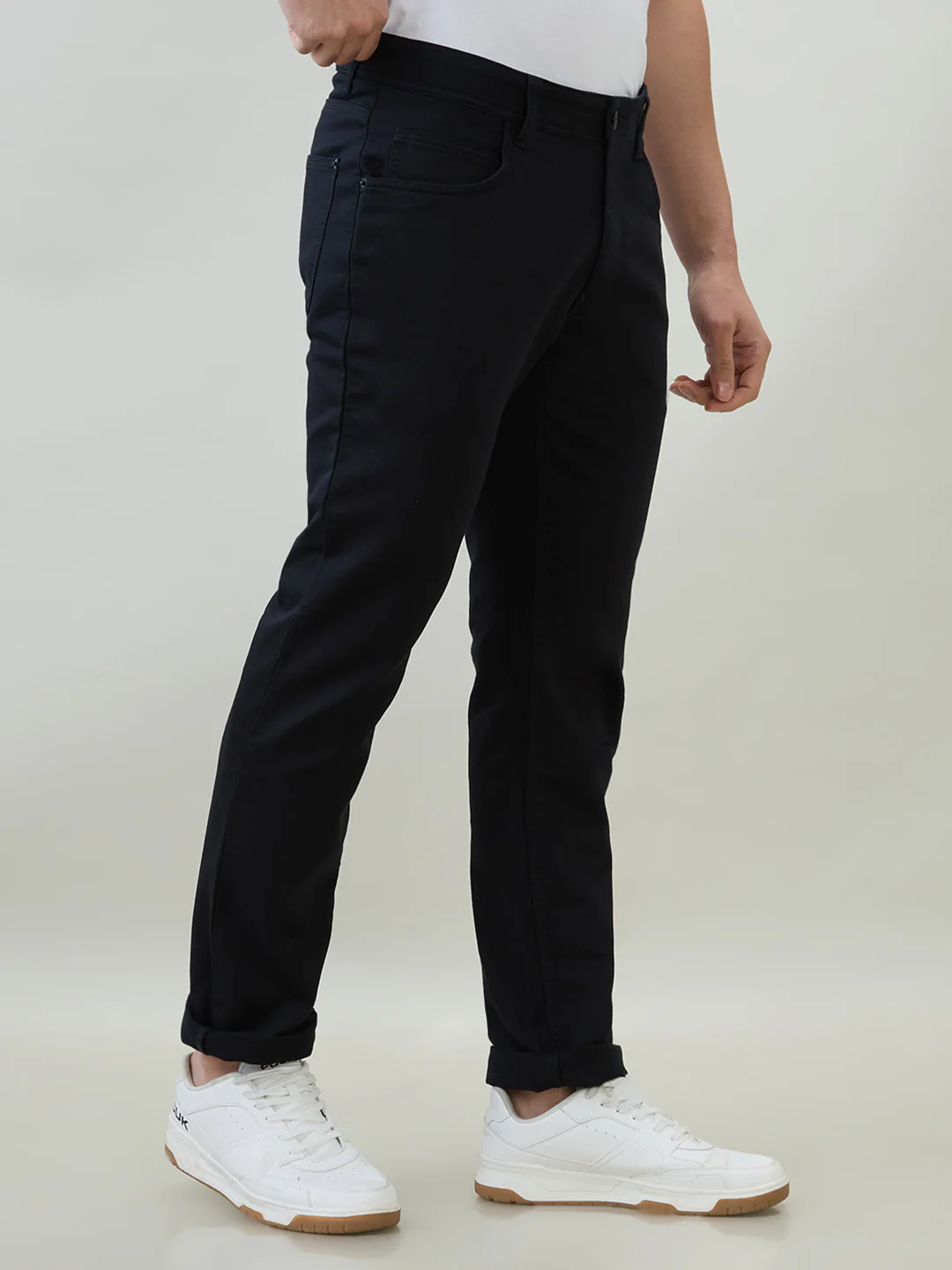 Colorplus Men Black Dobby Regular Fit Cotton Blend Trouser - Image 2