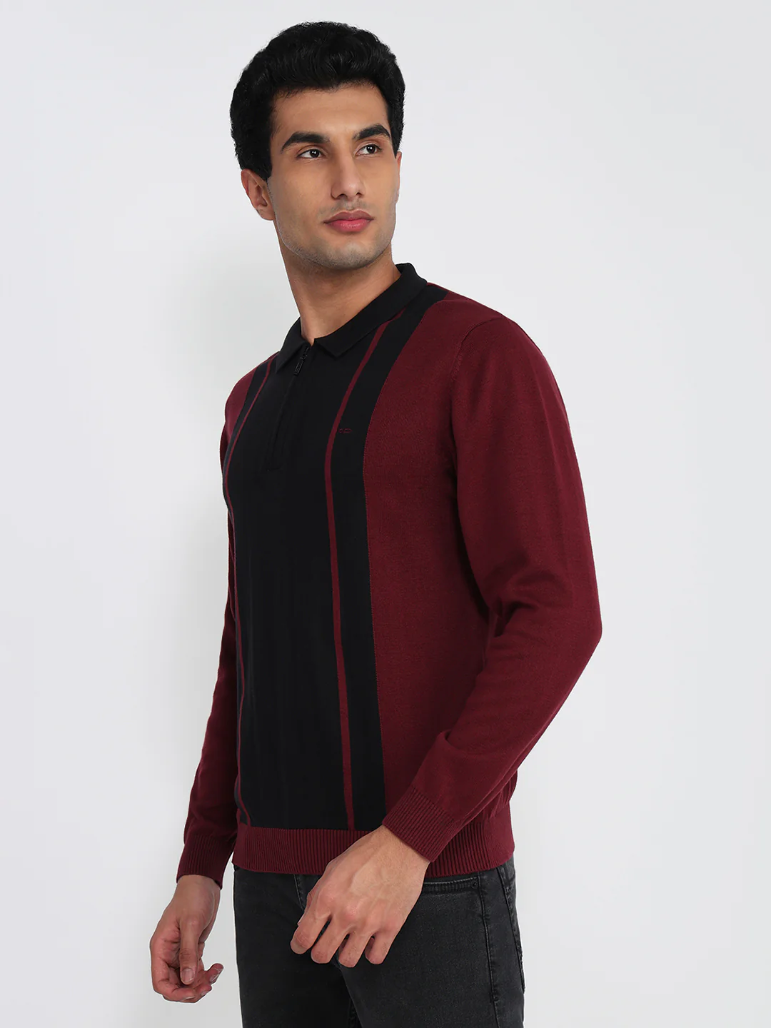 Colorplus Men Black Jacquard Regular Fit Cotton Sweatshirt - Image 2