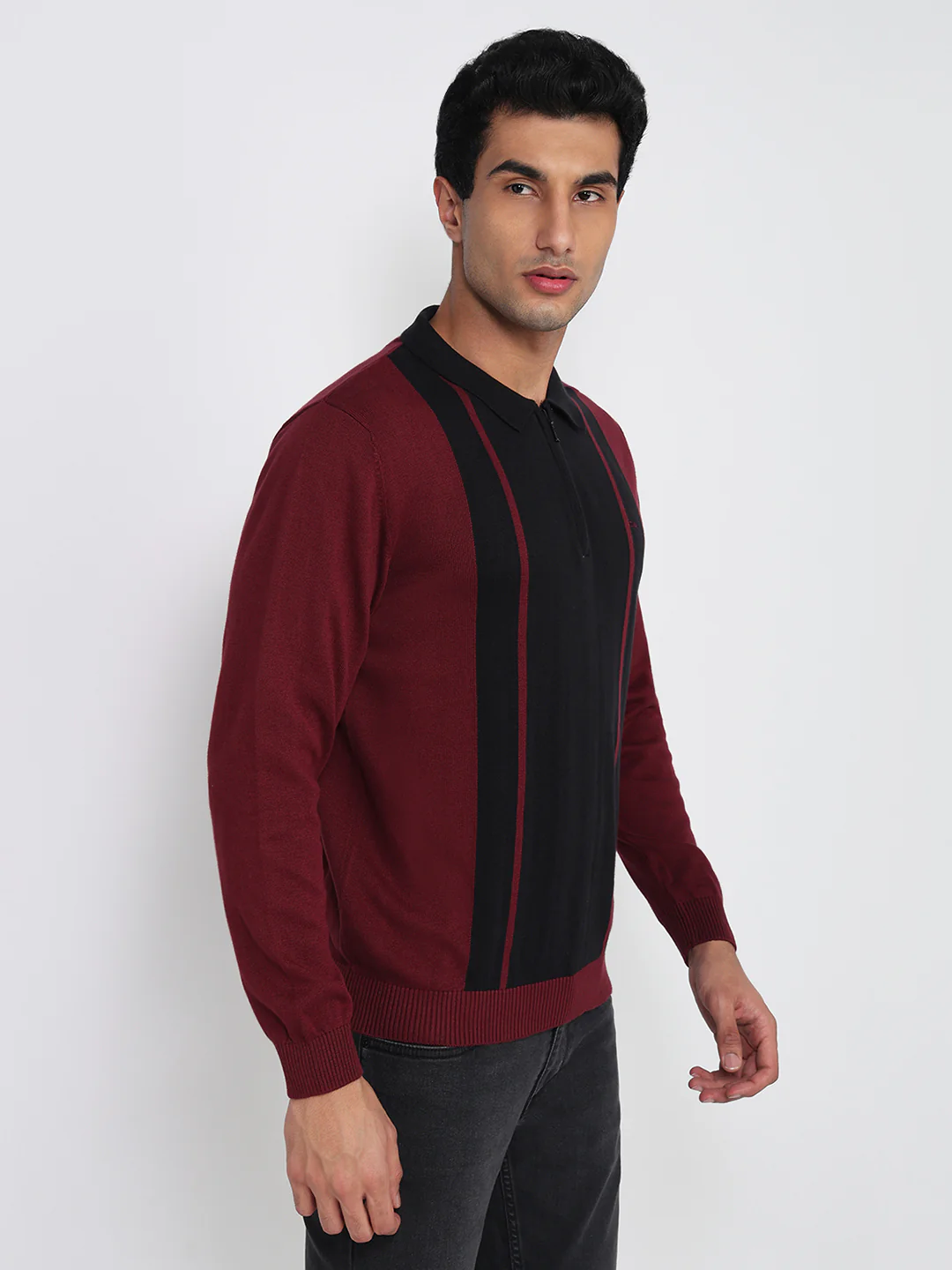 Colorplus Men Black Jacquard Regular Fit Cotton Sweatshirt - Image 3