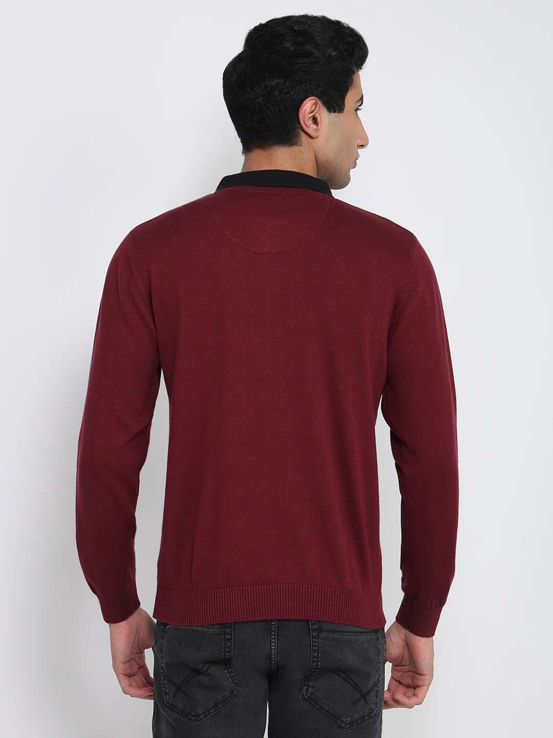 Colorplus Men Black Jacquard Regular Fit Cotton Sweatshirt - Image 4