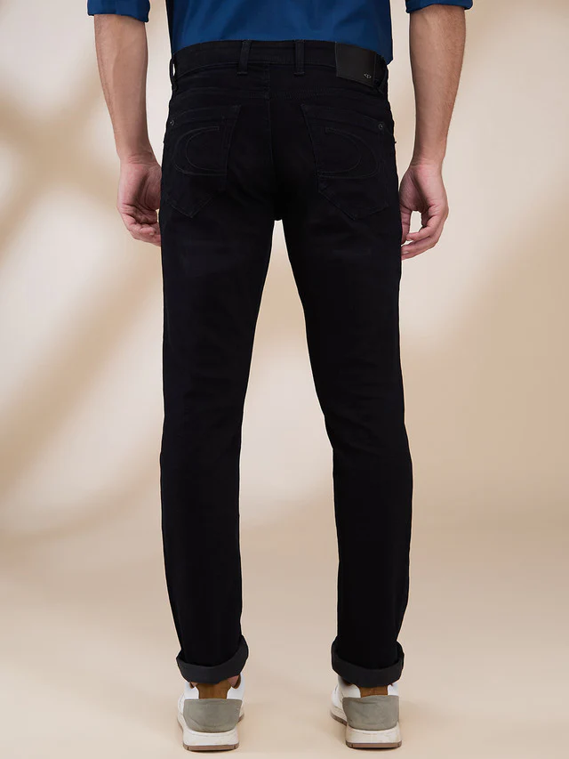 Colorplus Men Black Plain Mid Rise Slim Fit Cotton Blend Jeans - Image 4