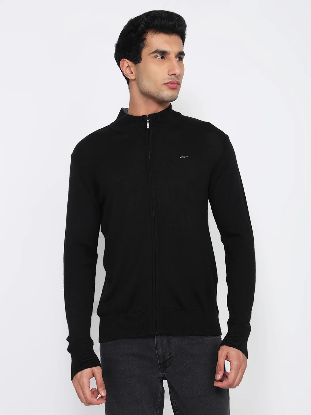 Colorplus Men Black Plain Regular Fit Acrylic Blend Sweatshirt
