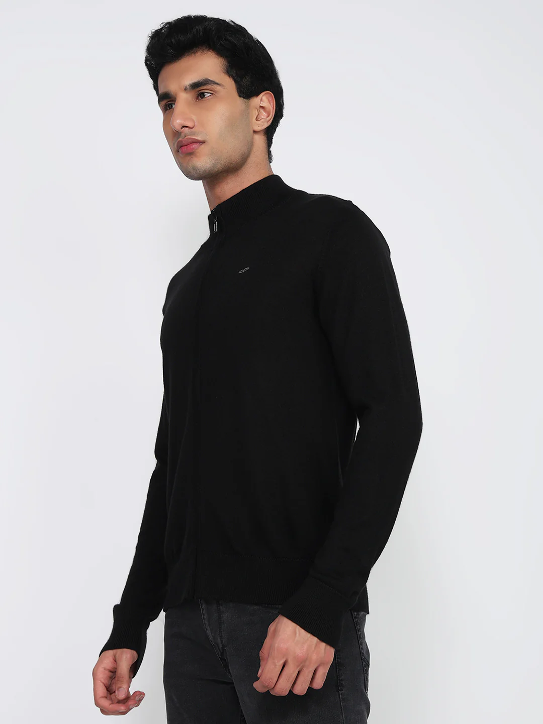 Colorplus Men Black Plain Regular Fit Acrylic Blend Sweatshirt - Image 2