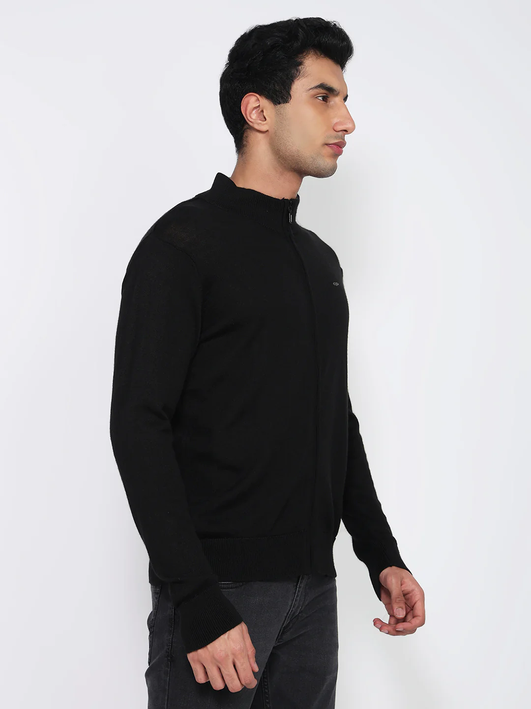 Colorplus Men Black Plain Regular Fit Acrylic Blend Sweatshirt - Image 3
