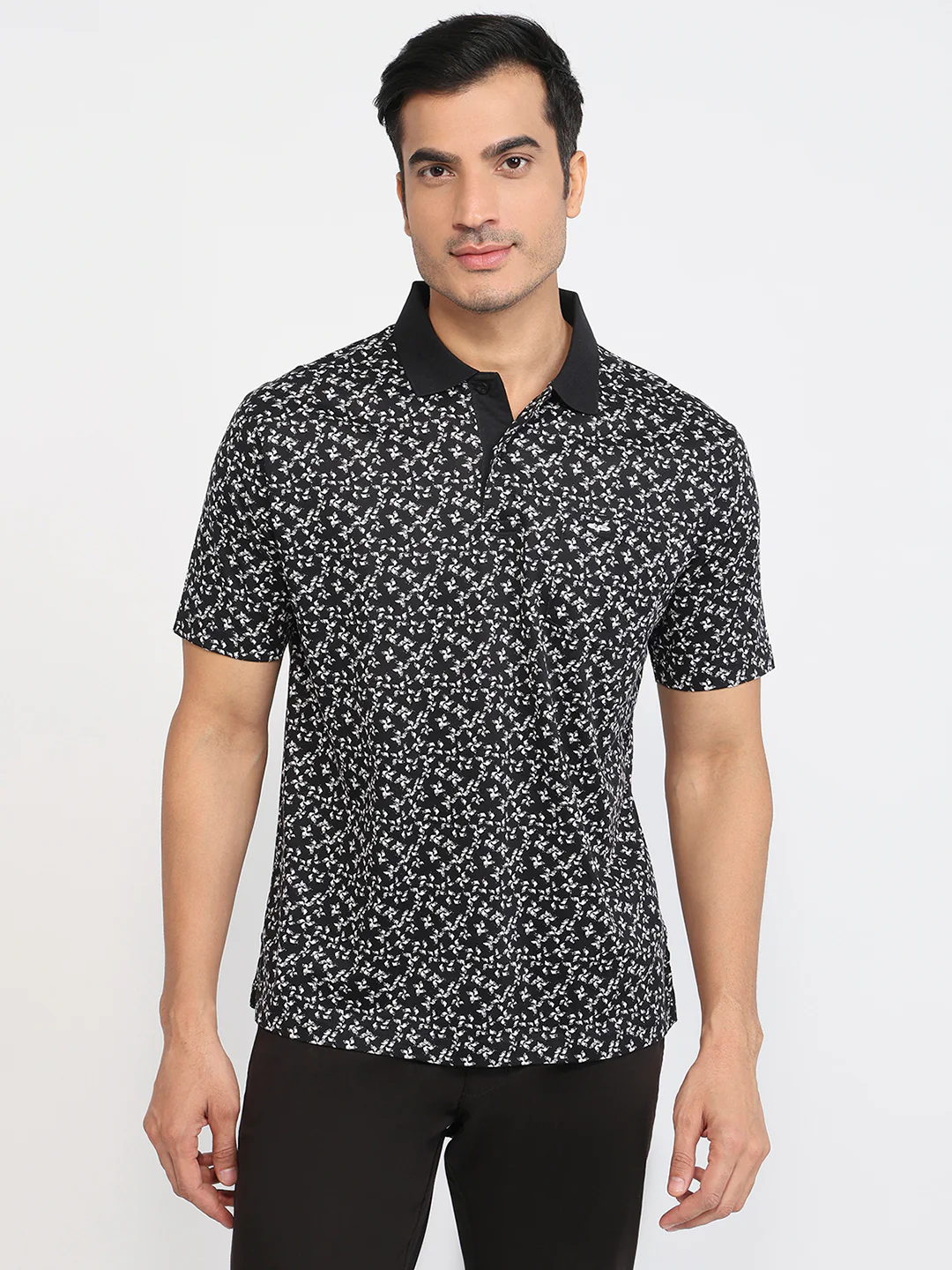 Colorplus Men Black Print Comfort Fit Cotton T-shirt