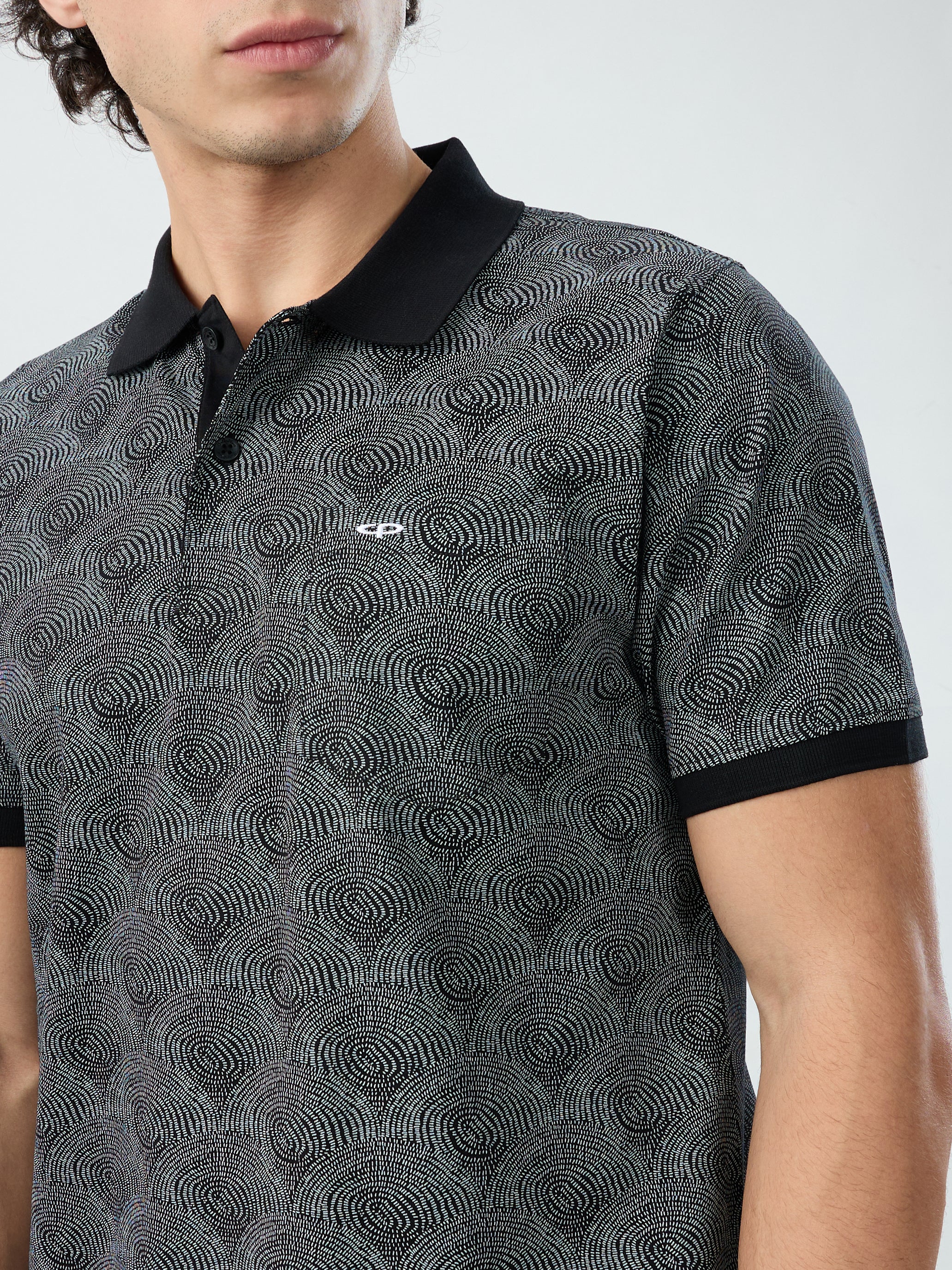 Colorplus Men Black Print Regular Fit Cotton T-shirt - Image 6