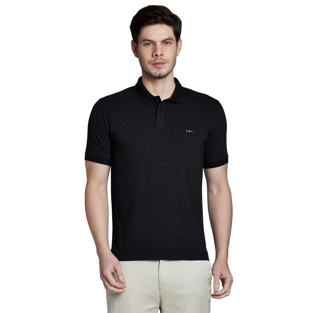 Colorplus Men Black Print Slim Fit Cotton Half Sleeve T-Shirt