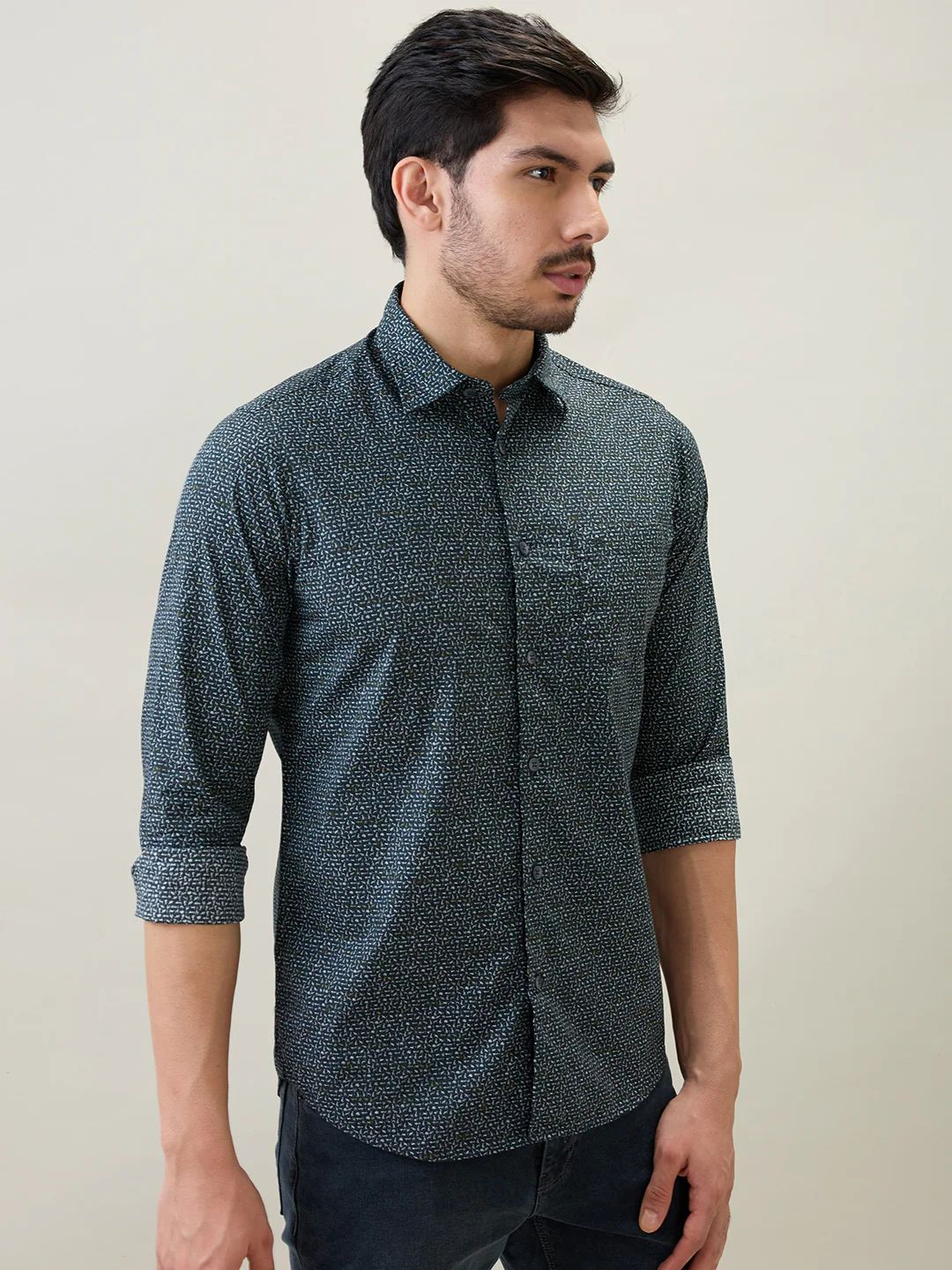 Colorplus Men Black Print Slim Fit Cotton Shirt - Image 2