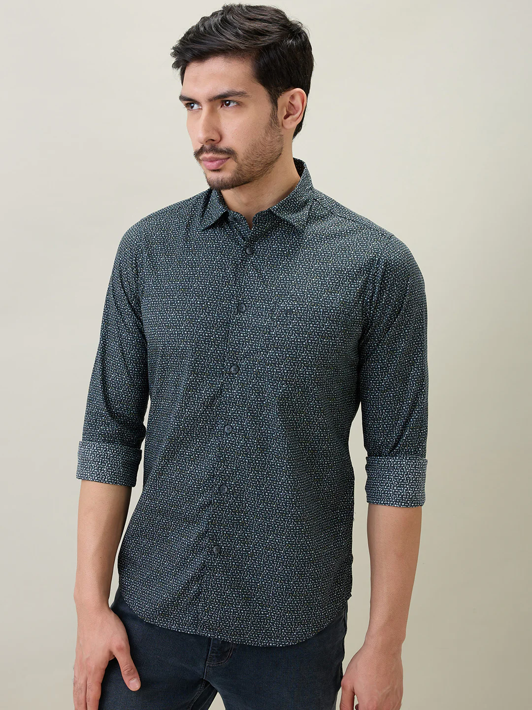 Colorplus Men Black Print Slim Fit Cotton Shirt - Image 3