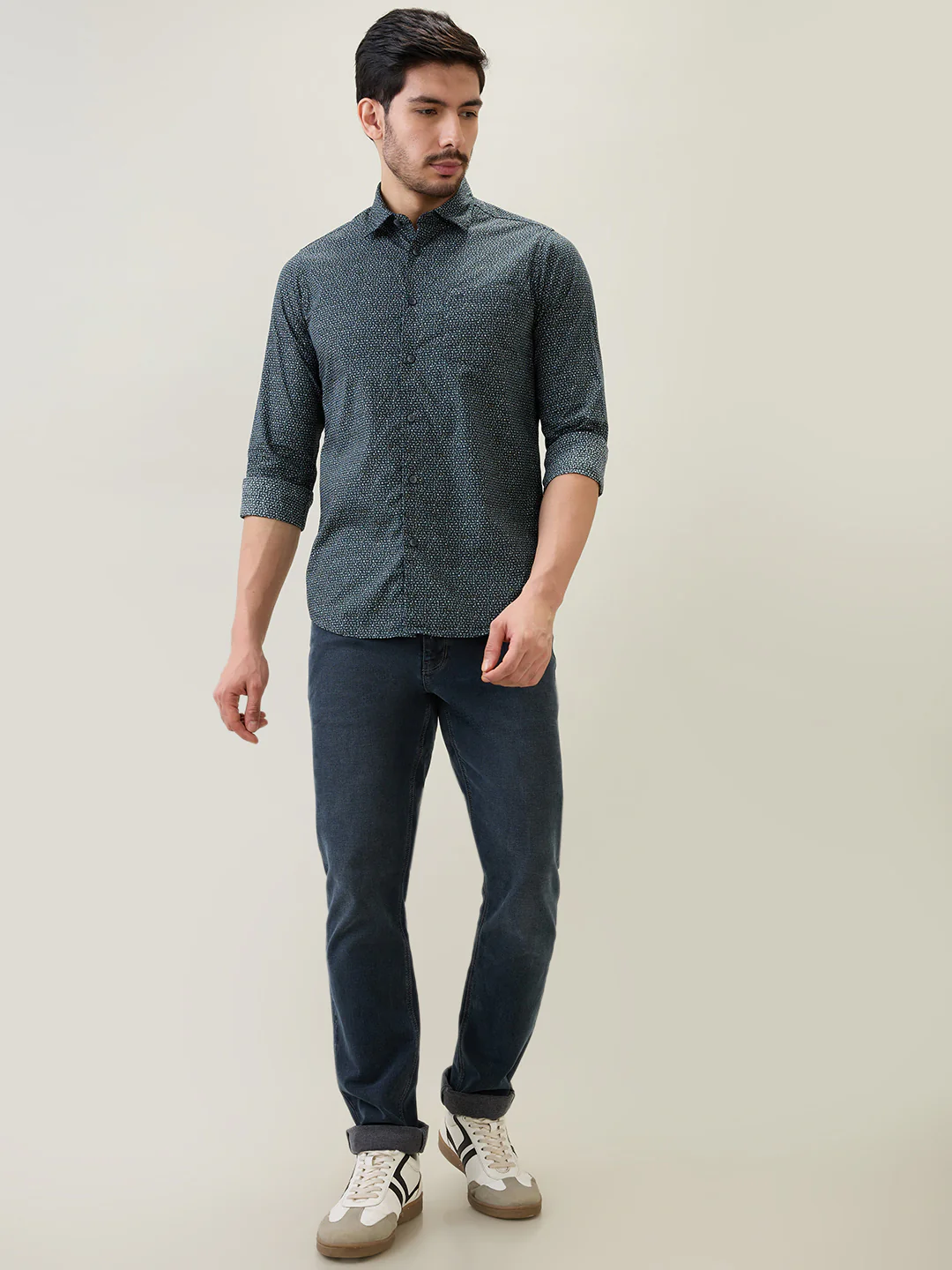 Colorplus Men Black Print Slim Fit Cotton Shirt - Image 5