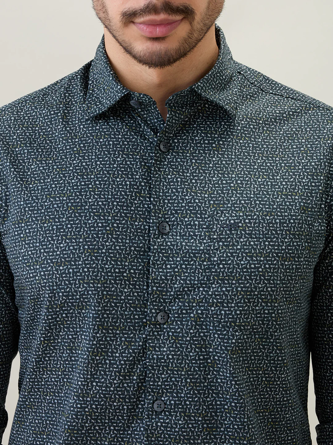 Colorplus Men Black Print Slim Fit Cotton Shirt - Image 6