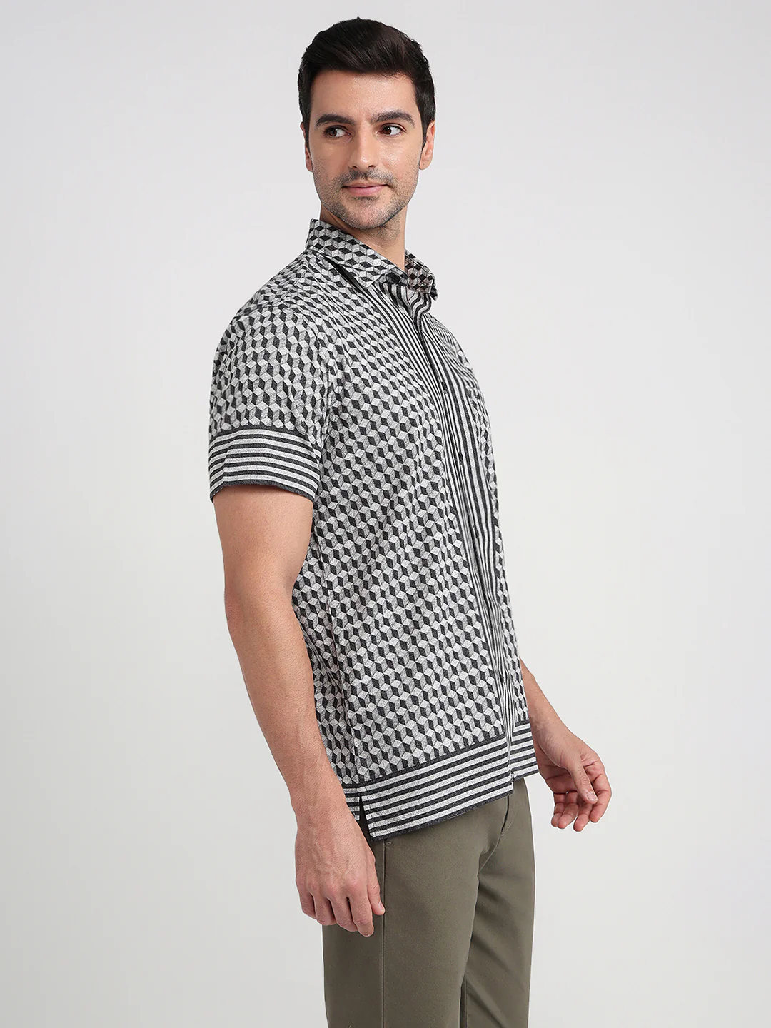 Colorplus Men Black Printed Regular Fit Cotton Half Sleeve Casual Shirt - Image 3