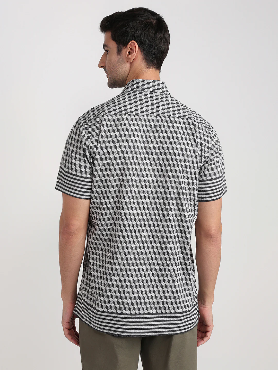 Colorplus Men Black Printed Regular Fit Cotton Half Sleeve Casual Shirt - Image 4