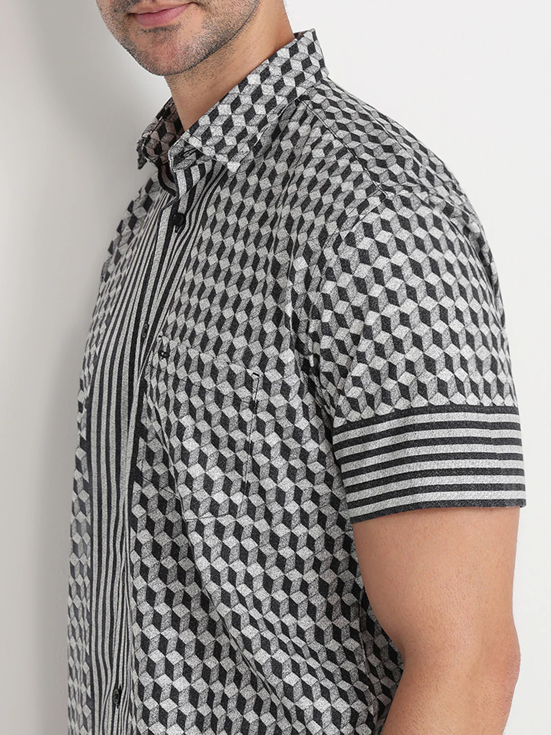 Colorplus Men Black Printed Regular Fit Cotton Half Sleeve Casual Shirt - Image 6