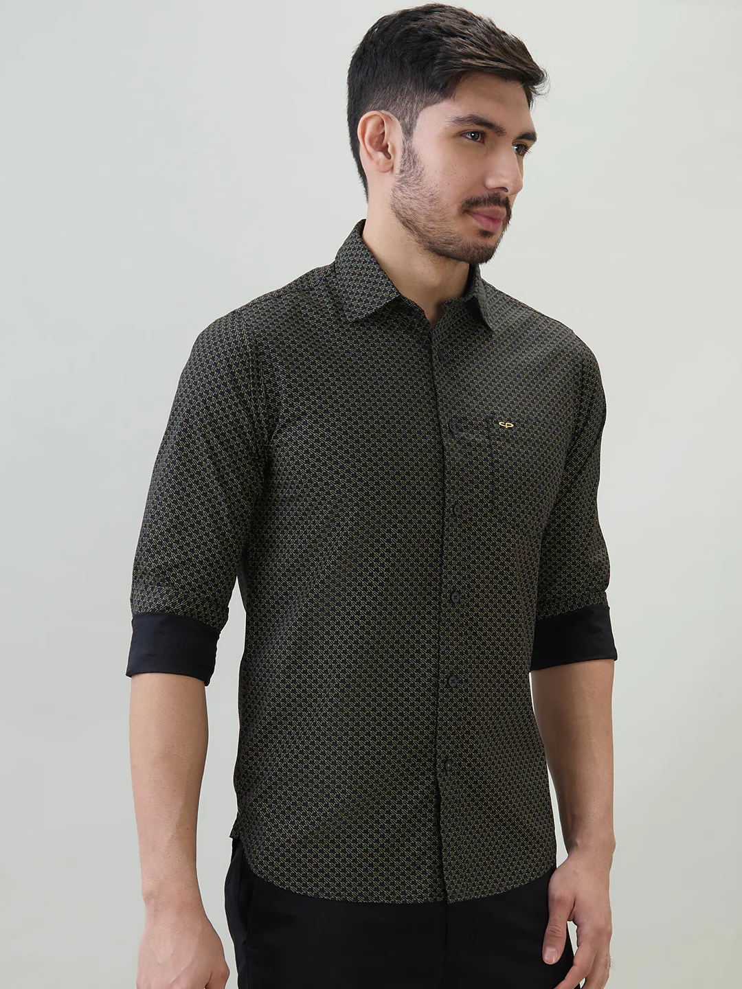 Colorplus Men Black Printed Slim Fit Cotton Blend Casual Shirt - Image 2