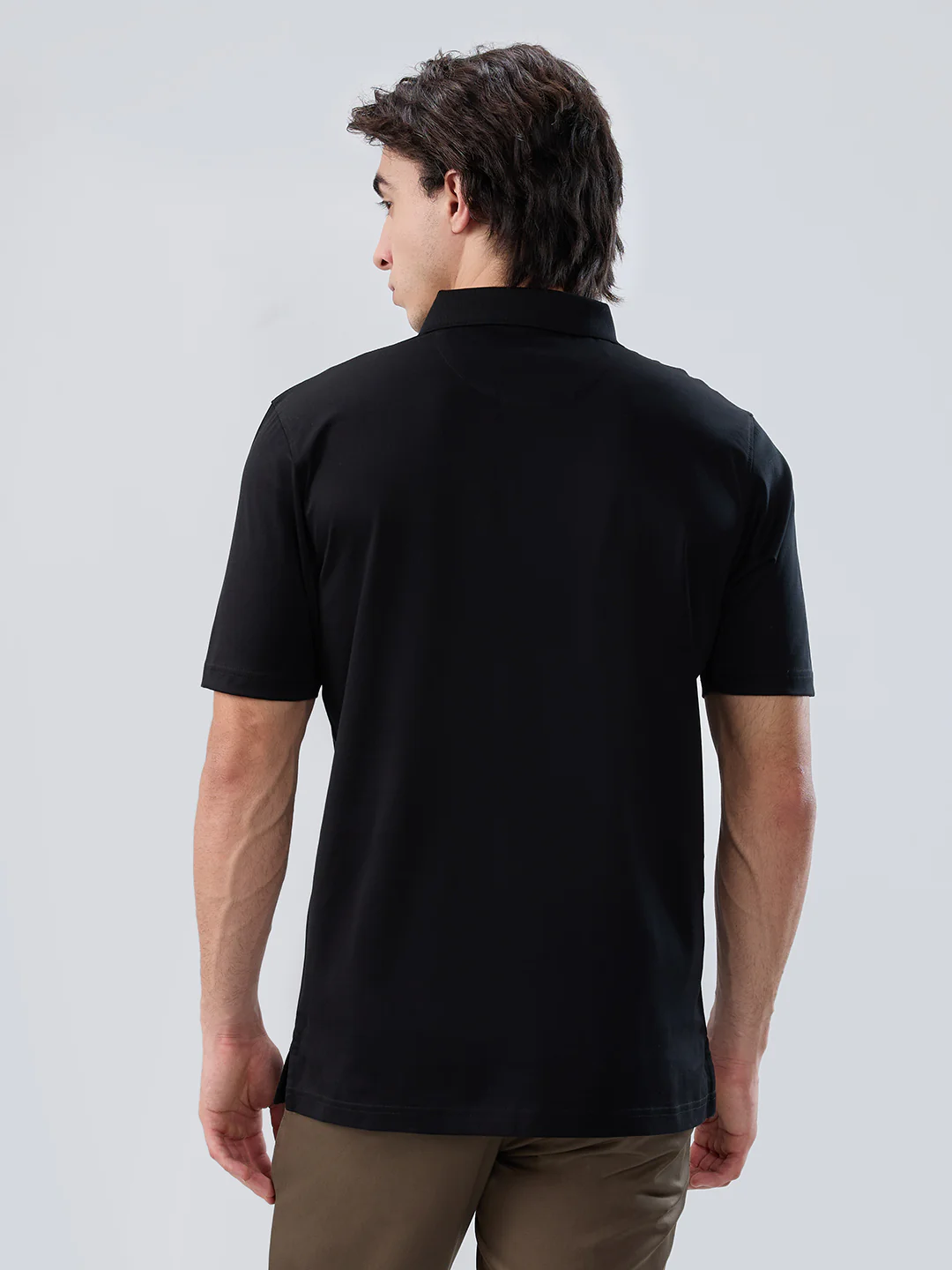 Colorplus Men Black Solid Comfort Fit Cotton T-shirt - Image 5