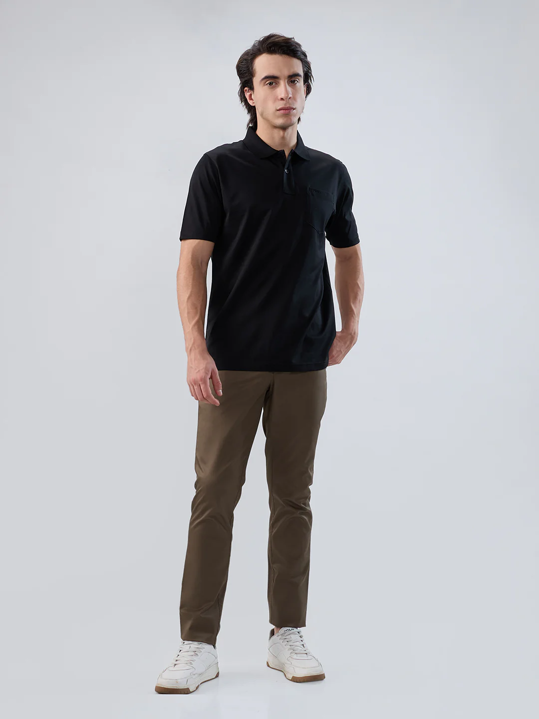 Colorplus Men Black Solid Comfort Fit Cotton T-shirt - Image 6