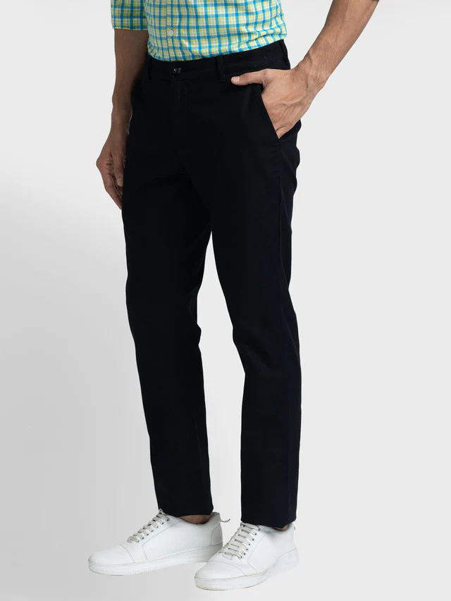 Colorplus Men Black Solid Contemporary Fit Trouser - Image 3