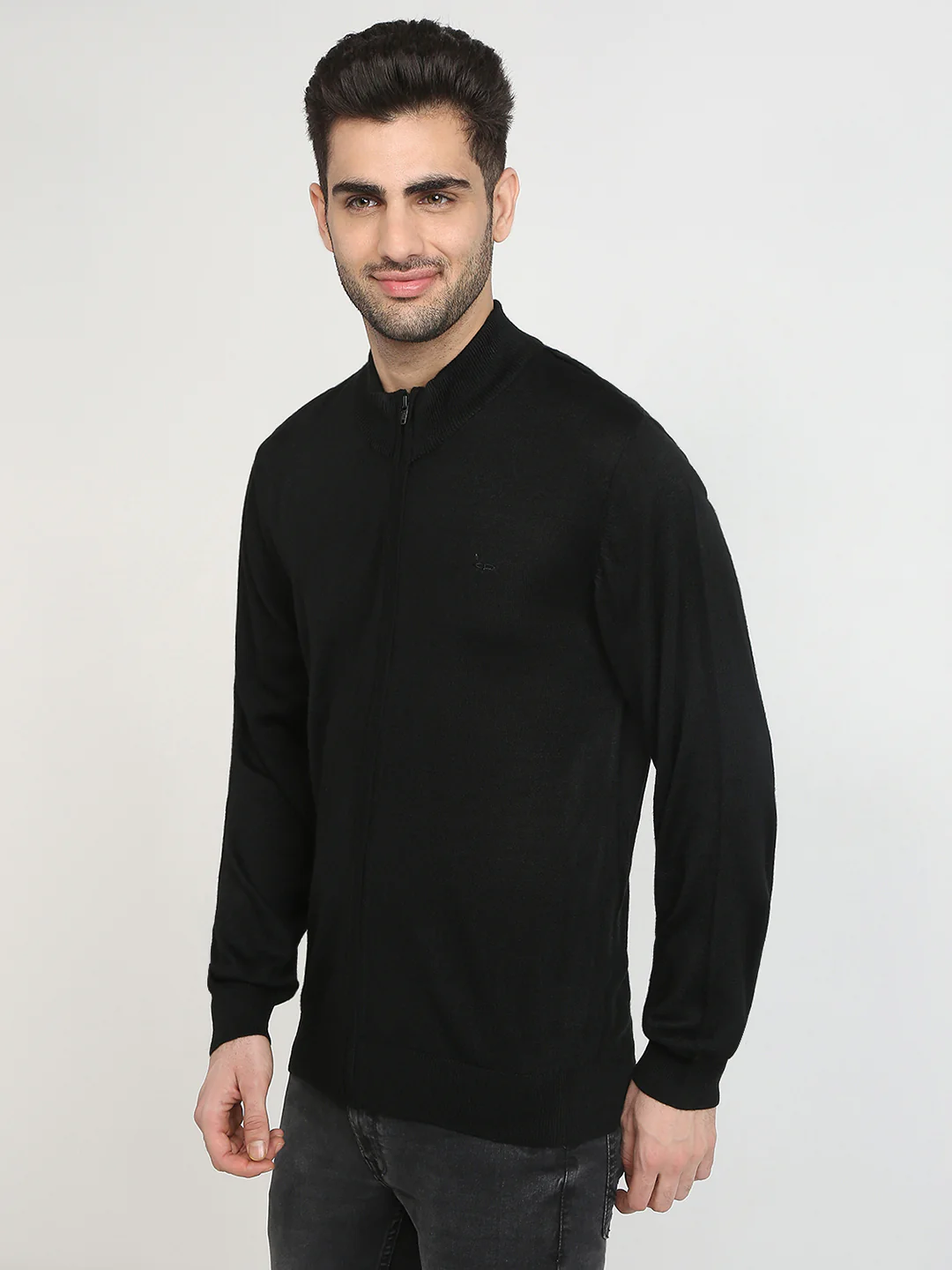 Colorplus Men Black Solid Regular Fit Acro Blend Full Sleeve V Neck Collar Sweater - Image 2