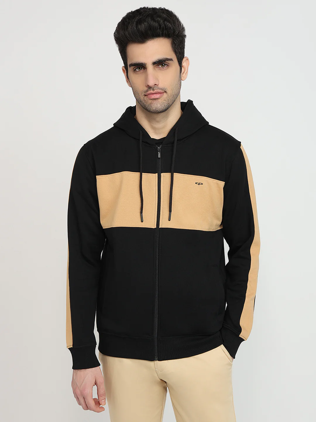 Colorplus Men Black Solid Regular Fit Cotton Blend Sweatshirt