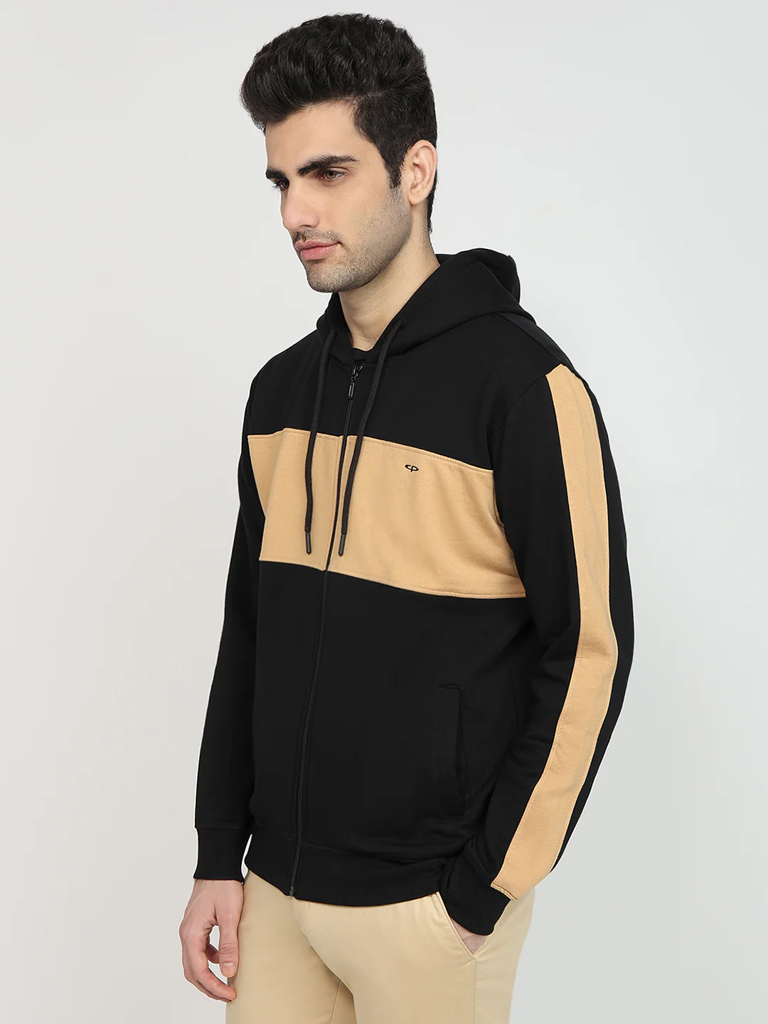Colorplus Men Black Solid Regular Fit Cotton Blend Sweatshirt - Image 2