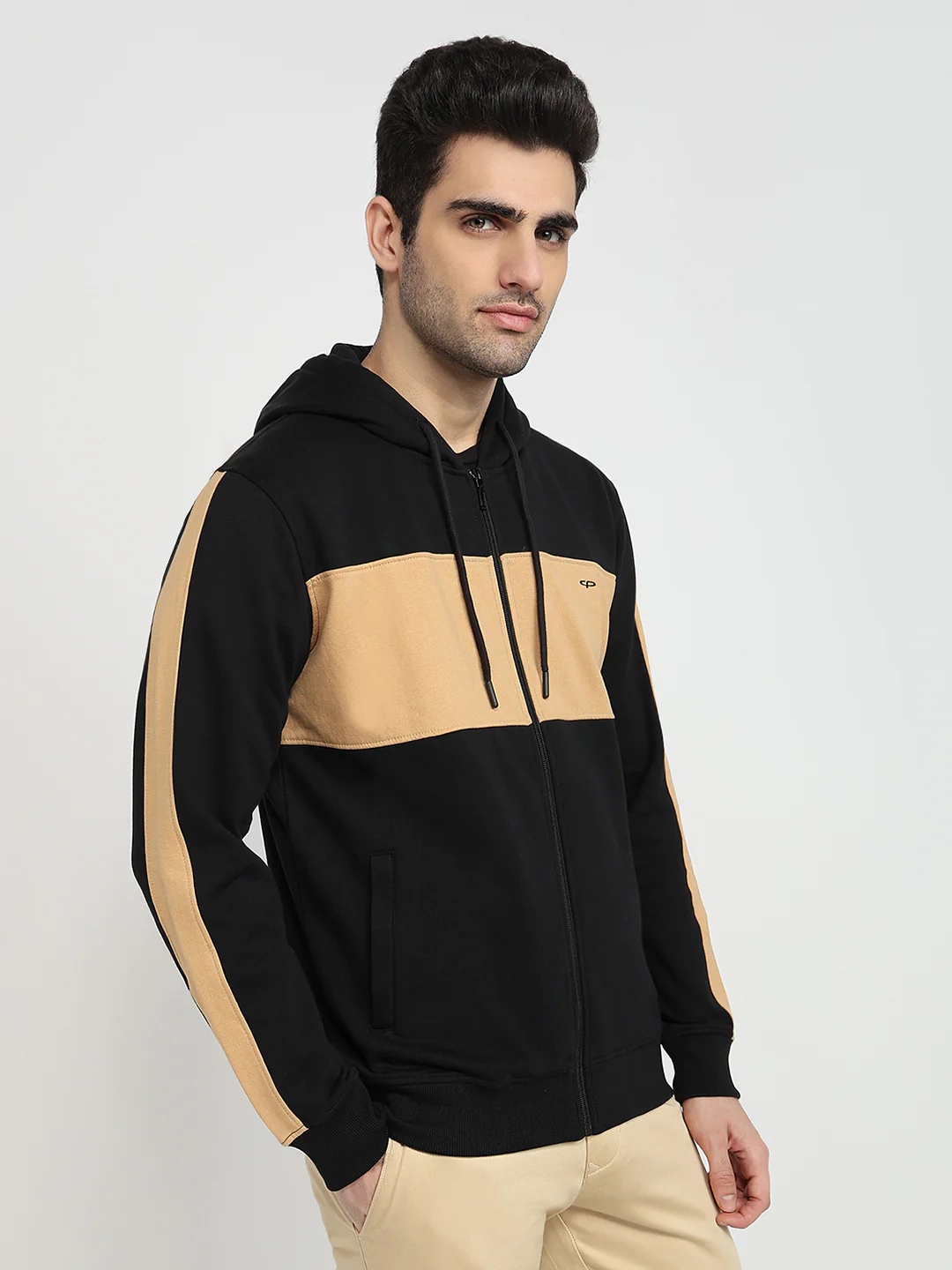 Colorplus Men Black Solid Regular Fit Cotton Blend Sweatshirt - Image 3