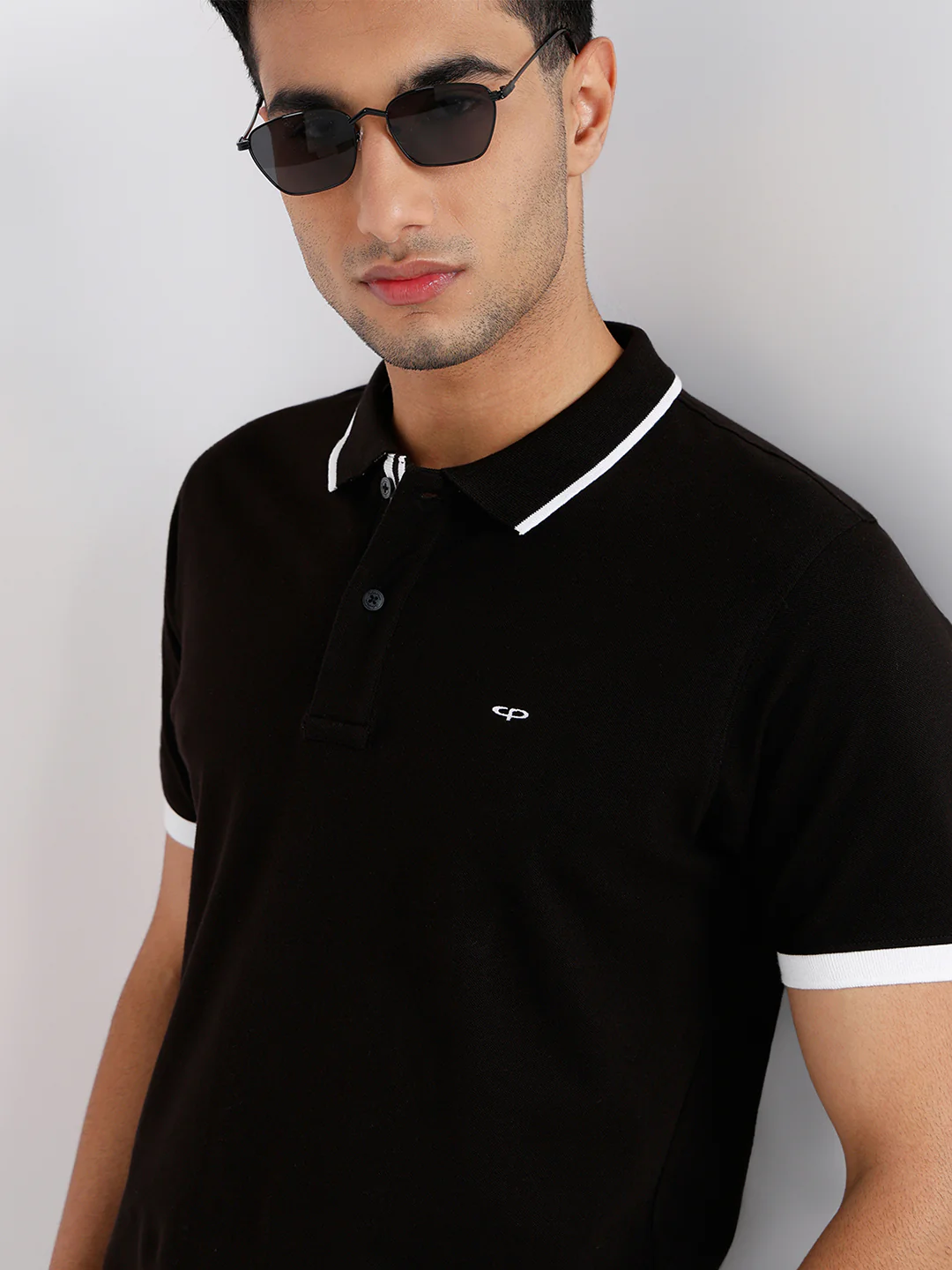 Colorplus Men Black Solid Regular Fit Cotton Blend T-Shirt - Image 6