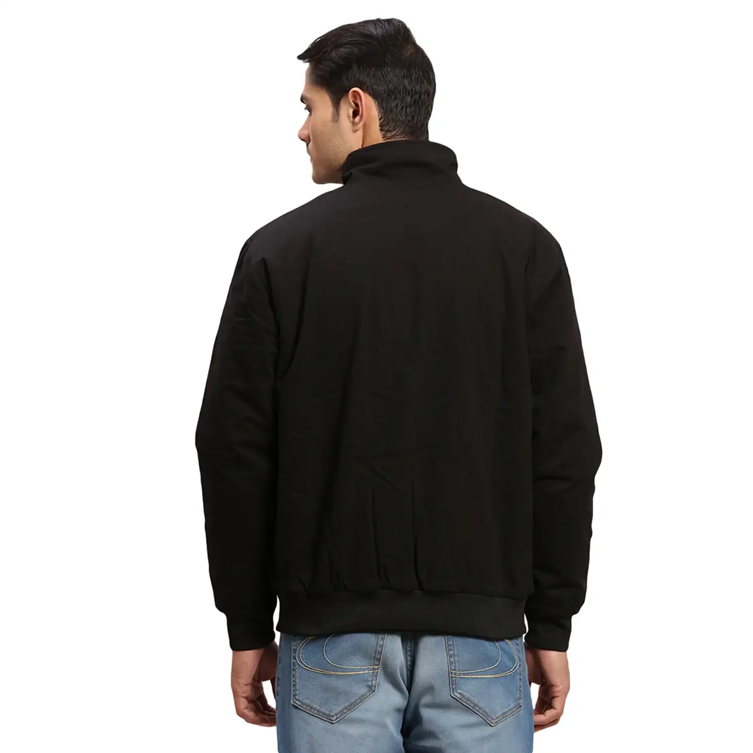 Colorplus Men Black Solid Regular Fit Cotton Bomber Jacket - Image 4