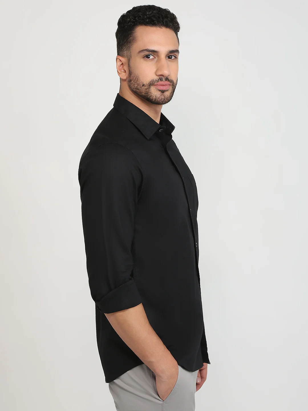 Colorplus Men Black Solid Regular Fit Linen Blend Shirt - Image 3