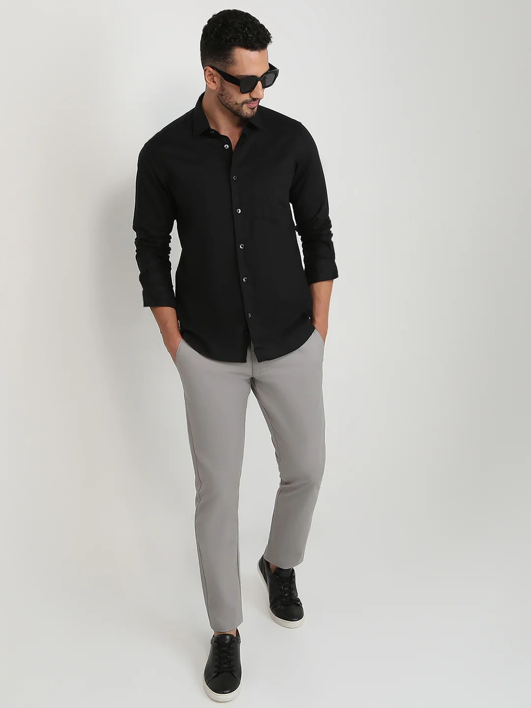 Colorplus Men Black Solid Regular Fit Linen Blend Shirt - Image 5