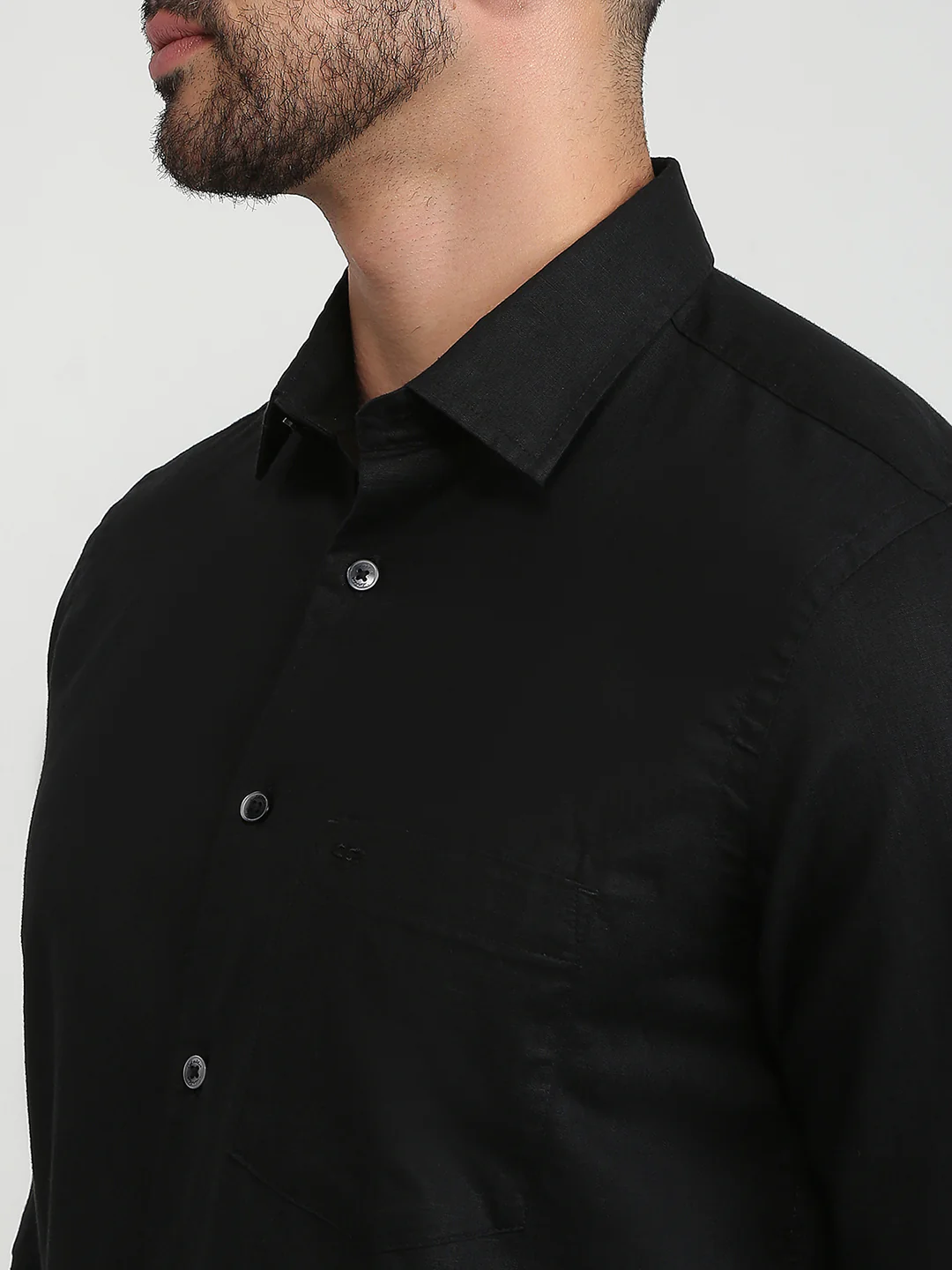 Colorplus Men Black Solid Regular Fit Linen Blend Shirt - Image 6