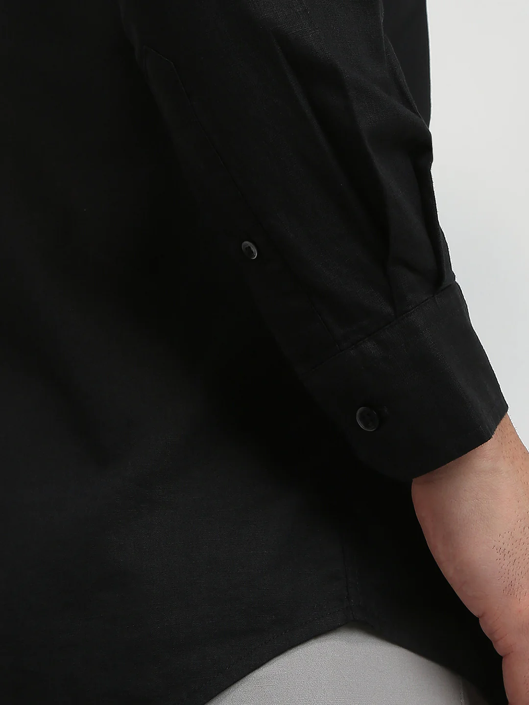 Colorplus Men Black Solid Regular Fit Linen Blend Shirt - Image 7