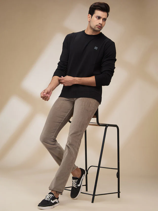 Colorplus Men Black Solid Regular Fit Polyester Blend Sweatshirt - Image 2