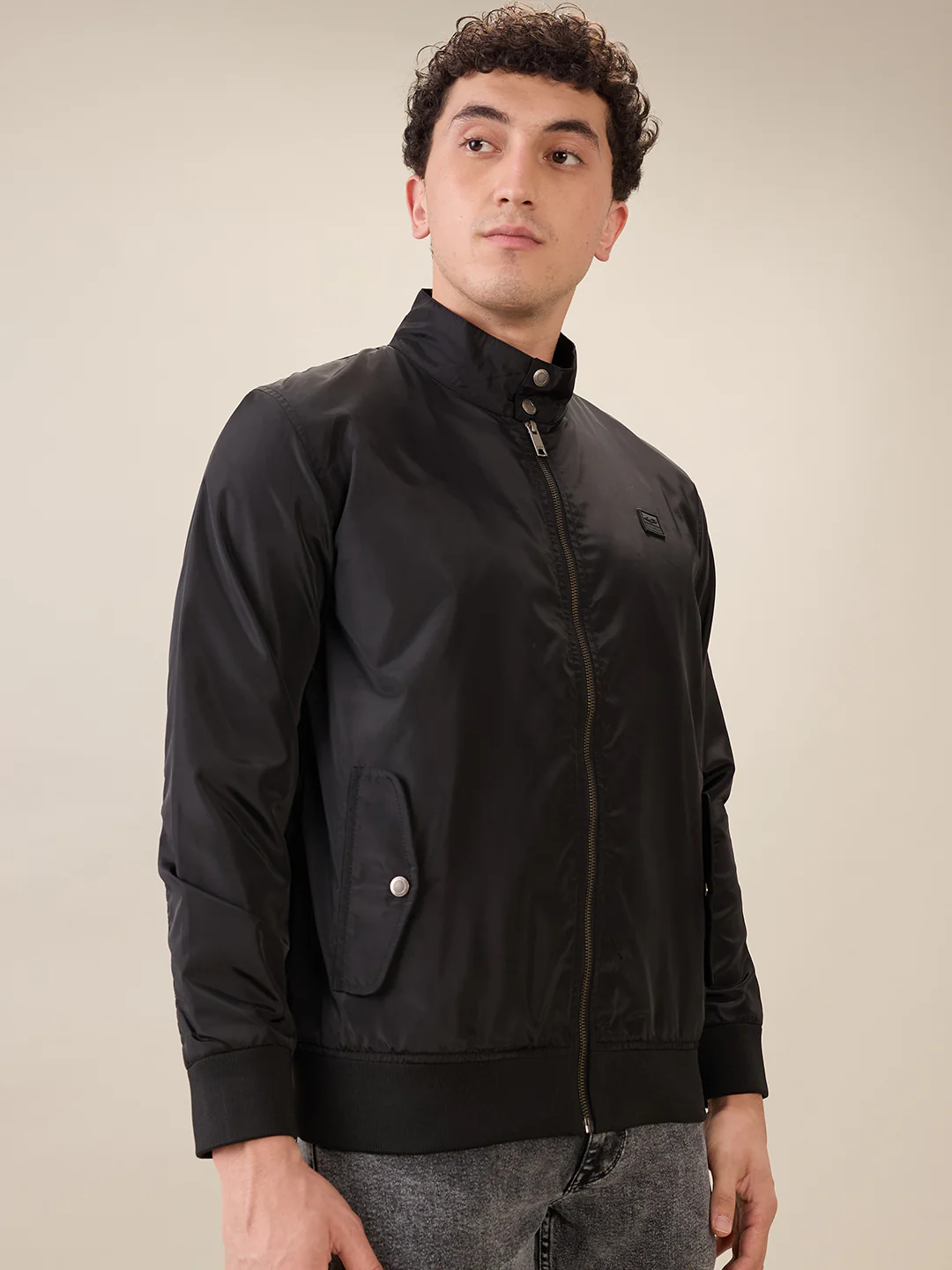 Colorplus Men Black Solid Regular Fit Polyester Jacket - Image 2