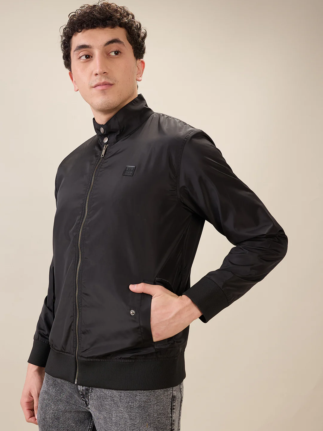 Colorplus Men Black Solid Regular Fit Polyester Jacket - Image 3