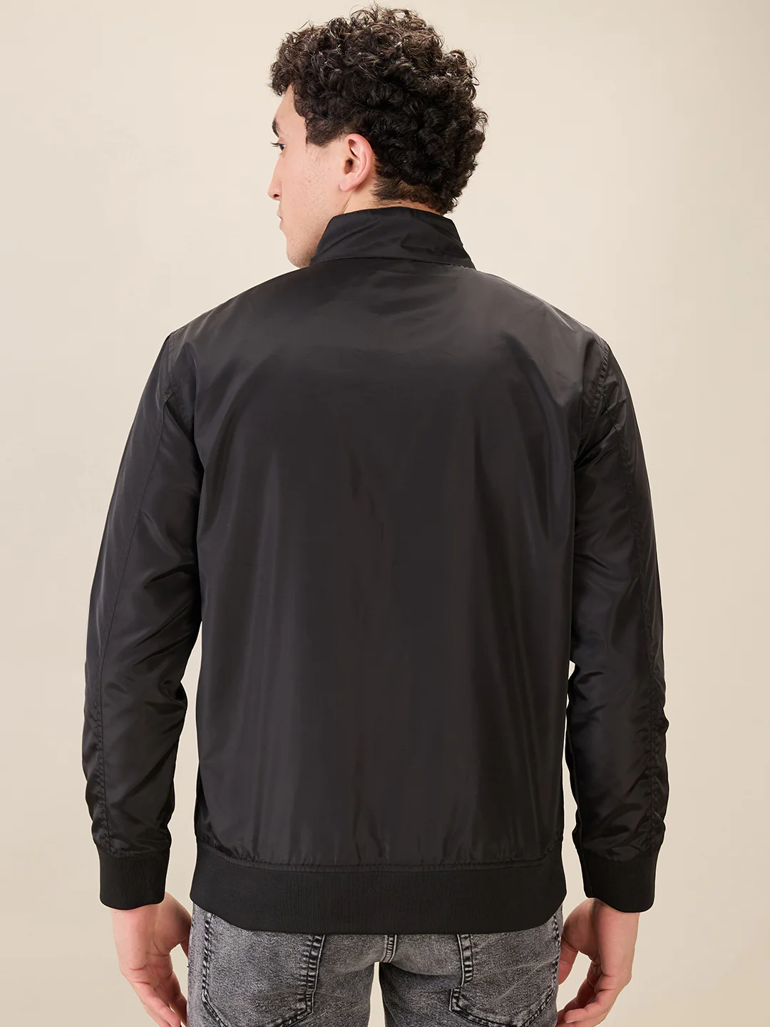 Colorplus Men Black Solid Regular Fit Polyester Jacket - Image 4