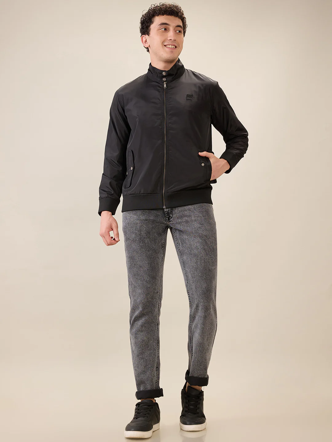 Colorplus Men Black Solid Regular Fit Polyester Jacket - Image 5