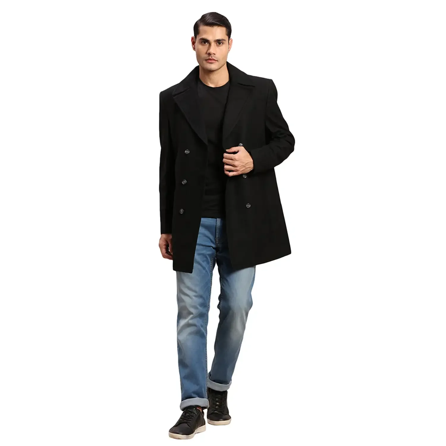 Colorplus Men Black Solid Regular Fit Wool Blend Bomber Jacket - Image 5